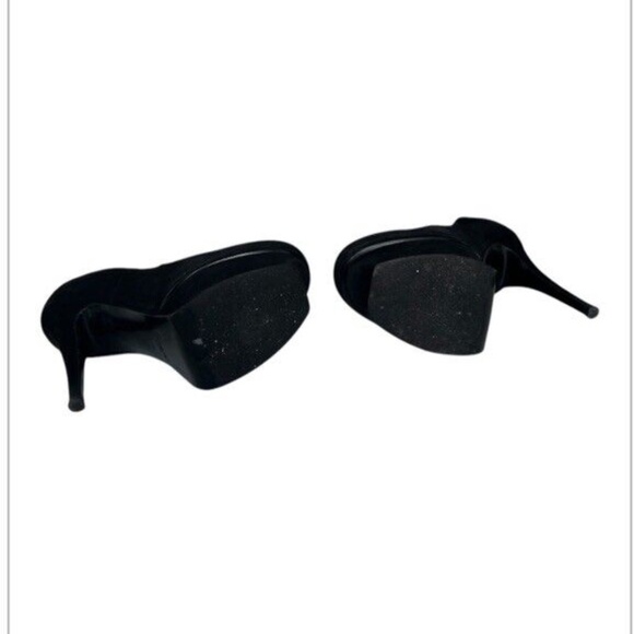 Saint Laurent Black Suede Platform Pumps Size 37 7 Round Toe YSL Designer Shoes - Picture 9 of 10